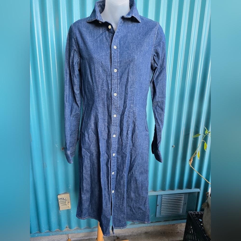 Ralph Lauren Indigo Denim Long-Sleeve Shirt Dress